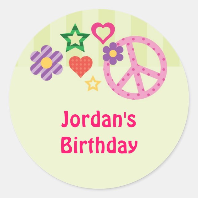 Retro Groovy Favour Sticker (Front)