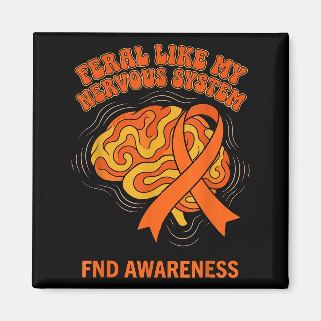 Retro Groovy Feral Nervous System FND Awareness Magnet (Front)