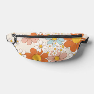 Retro Groovy Floral Daisy Seamless Pattern Bum Bags