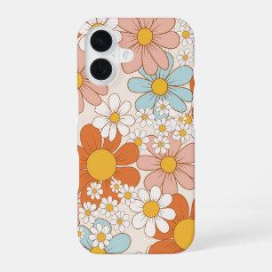 Retro Groovy Floral Daisy Seamless Pattern iPhone 16 Case
