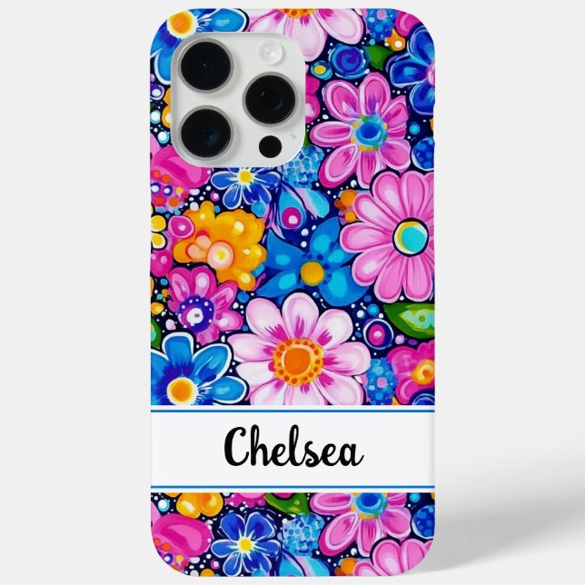Retro Groovy Floral Personalised Case-Mate iPhone Case (Back)