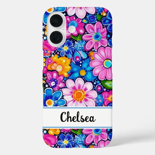 Retro Groovy Floral Personalised Case-Mate iPhone Case (Back)