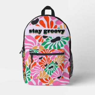 Retro Groovy Floral Personalised Modern Girly  Printed Backpack