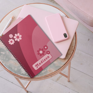Retro Groovy Floral Pink Notebook
