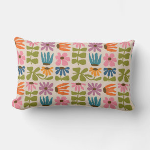 Retro Groovy Floral Throw Pillow
