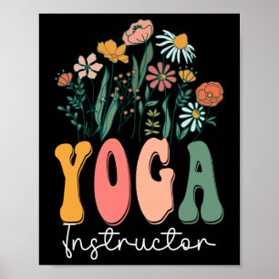 Retro Groovy Floral Yoga Instructor Wildflower Tee Poster