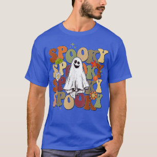 Retro Groovy Flower Pumpkin Spooky Halloween Ghost T-Shirt