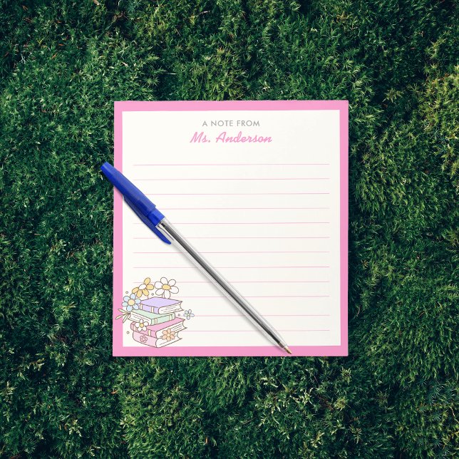 Retro Groovy Flowers Books Teacher Appreciation Notepad (Creator Uploaded)