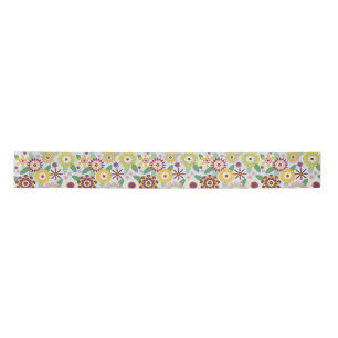 Retro Groovy Flowers Satin Ribbon