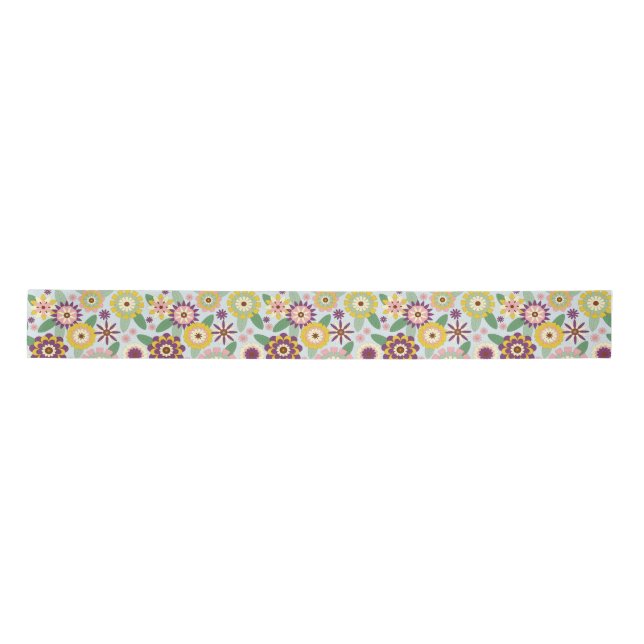Retro Groovy Flowers Satin Ribbon (Front)