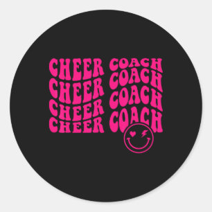 Retro Groovy For Cheer Coach Cheerleading Apprecia Classic Round Sticker