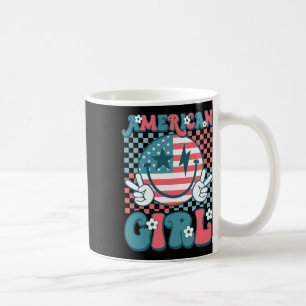 Retro Groovy Fourth 4th Of July Smile American Gir Coffee Mug