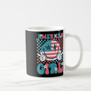 Retro Groovy Fourth 4th Of July Smile American Gir Coffee Mug