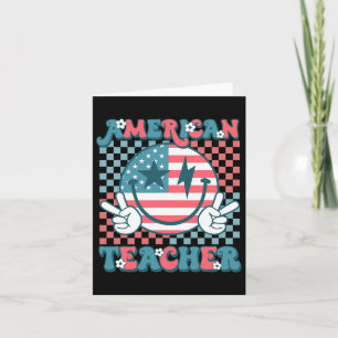 Retro Groovy Fourth 4th Of July Smile American Tea Card