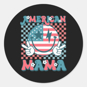 Retro Groovy Fourth 4th Of July Smile For Mum Amer Classic Round Sticker