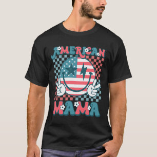 Retro Groovy Fourth 4th Of July Smile For Mum Amer T-Shirt