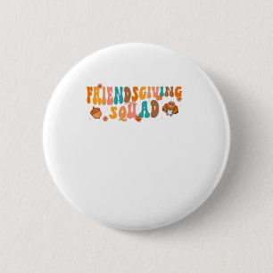 Retro Groovy Friendsgiving Squad Team Turkey Thank 6 Cm Round Badge