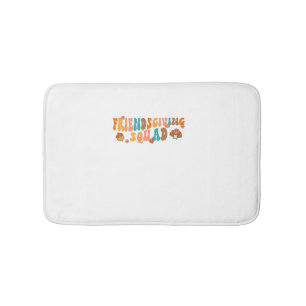 Retro Groovy Friendsgiving Squad Team Turkey Thank Bath Mat