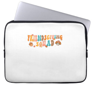 Retro Groovy Friendsgiving Squad Team Turkey Thank Laptop Sleeve