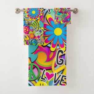 Retro Groovy FUN 60's Sixties Funky Colourful Bath Towel Set