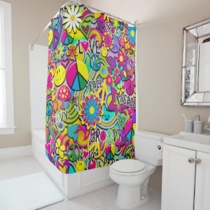 Retro Groovy FUN 60's Sixties Funky Colourful Shower Curtain