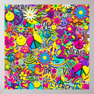 Retro Groovy FUN 60's Sixties Love Birthday Party Poster