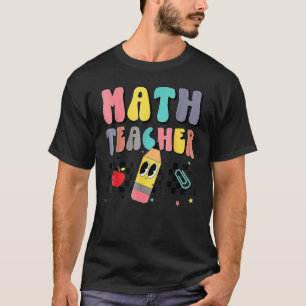 Retro Groovy Funny Math Teacher Happy 100 Days Of T-Shirt