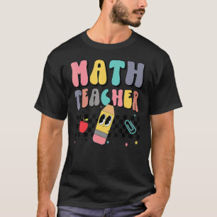 Retro Groovy Funny Math Teacher Happy 100 Days Of T-Shirt