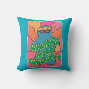 Retro Groovy Gamer Cool Board Game Design Cushion
