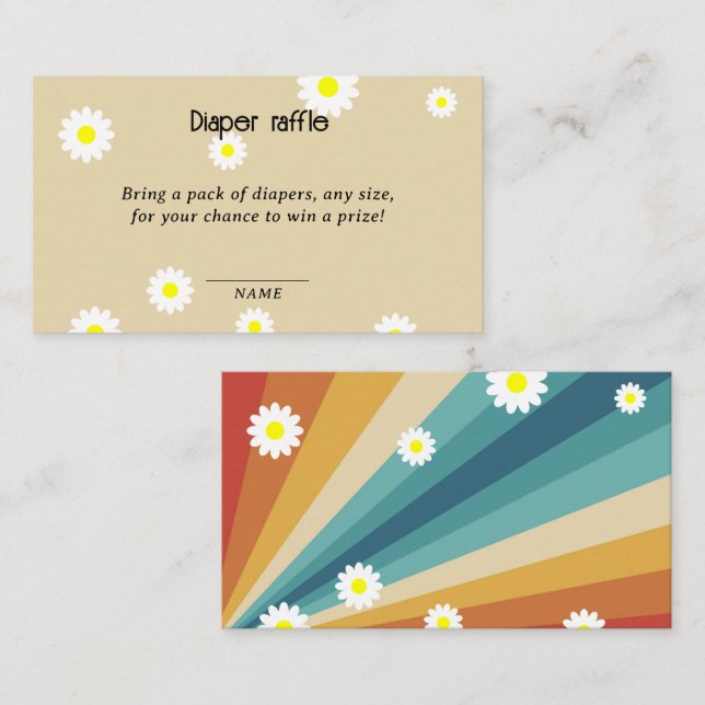 Retro Groovy - gender neutral diaper raffle Enclosure Card (Front/Back)