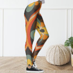 Retro Groovy Geometric Orange Floral Leggings<br><div class="desc">Leggings adorned retro pattern.</div>