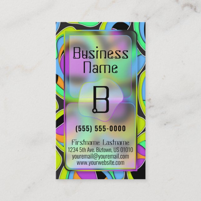 Retro Groovy Glassmorphism Business Card (Front)