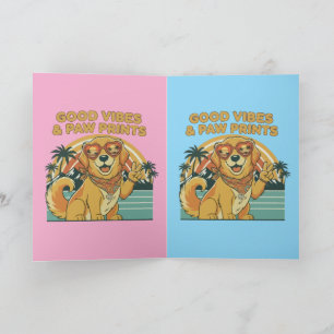 Retro Groovy Golden Retriever Dog Peace & Love Card