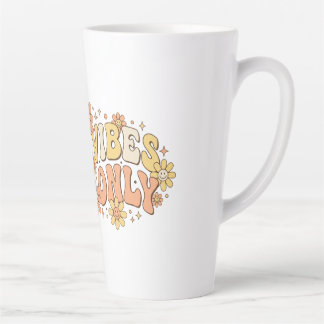 Retro Groovy Good Vibes Only Wavy Typography Art Latte Mug