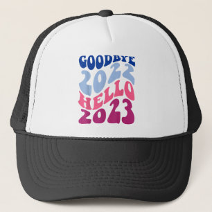 Retro Groovy Goodbye 2022 Hello 2023 New Year’s Ev Trucker Hat