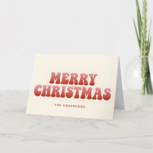 Retro Groovy Gradient Script Merry Christmas Holiday Card