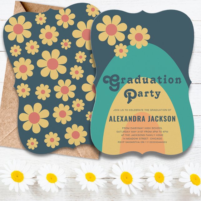 Retro Groovy Graduation Party Invitation (Creator Uploaded)