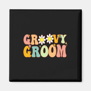 Retro Groovy Groom Shower Party Bridesmaid Wedding Magnet
