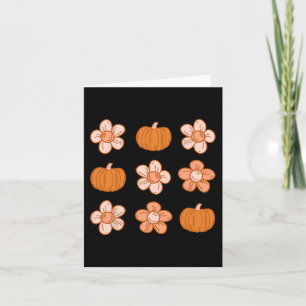 Retro Groovy Halloween Fall Hippie Pumpkin Floral  Card