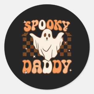 Retro Groovy Halloween Ghost Spooky Daddy Costume  Classic Round Sticker