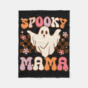 Retro Groovy Halloween Ghost Spooky Mama Costume Fleece Blanket