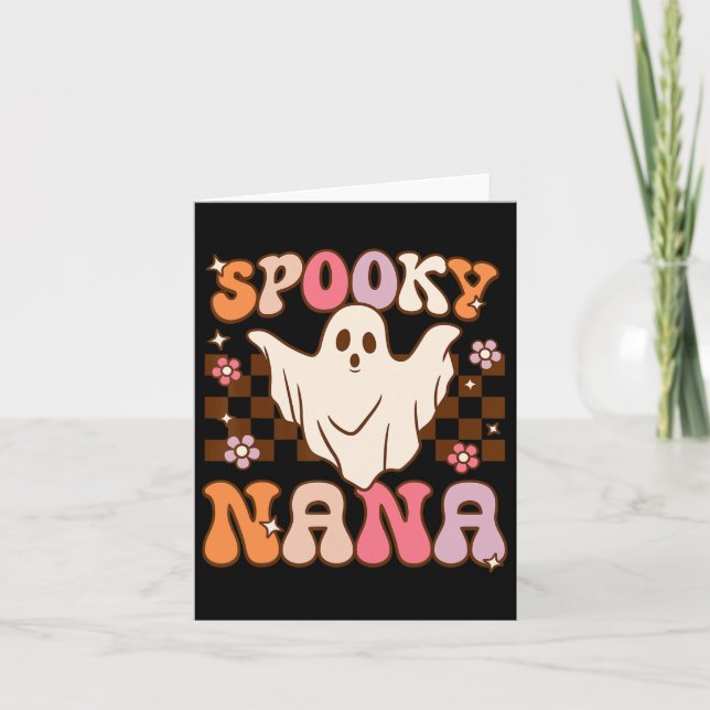 Retro Groovy Halloween Ghost Spooky Nana Costume  Card (Front)