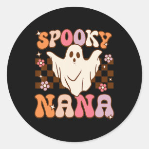 Retro Groovy Halloween Ghost Spooky Nana Costume  Classic Round Sticker