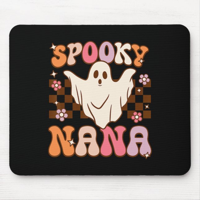 Retro Groovy Halloween Ghost Spooky Nana Costume  Mouse Pad (Front)