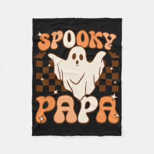 Retro Groovy Halloween Ghost Spooky Papa Costume Fleece Blanket