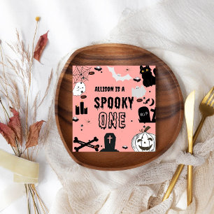 Retro Groovy Halloween spooky one first birthday Napkin