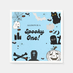 Retro Groovy Halloween spooky one first birthday Napkin