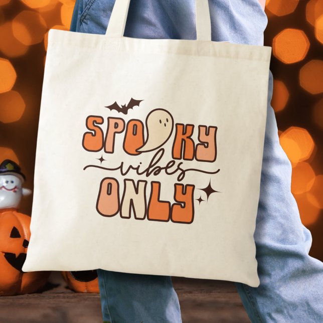 Retro Groovy Halloween Spooky Vibes Only Tote Bag (Creator Uploaded)