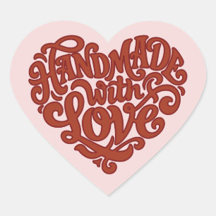 Retro Groovy Handmade With Love Small Business Heart Sticker