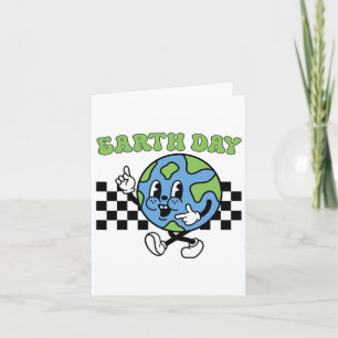 Retro Groovy Happy Earth Day Cute Earth With Earth Card